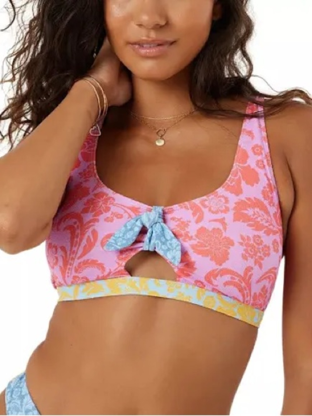 Roxy Small Bikini Top Tapestry Pathwork NWT